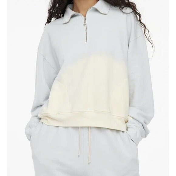 Lacausa‎ Womens Cosmo 1/4 Zip Sweatshirt Size Large Pockets Organic Cotton NWT - Picture 1 of 12